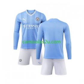 Camisolas de futebol Manchester City Criança Equipamento Principal 2023/24 Manga Comprida